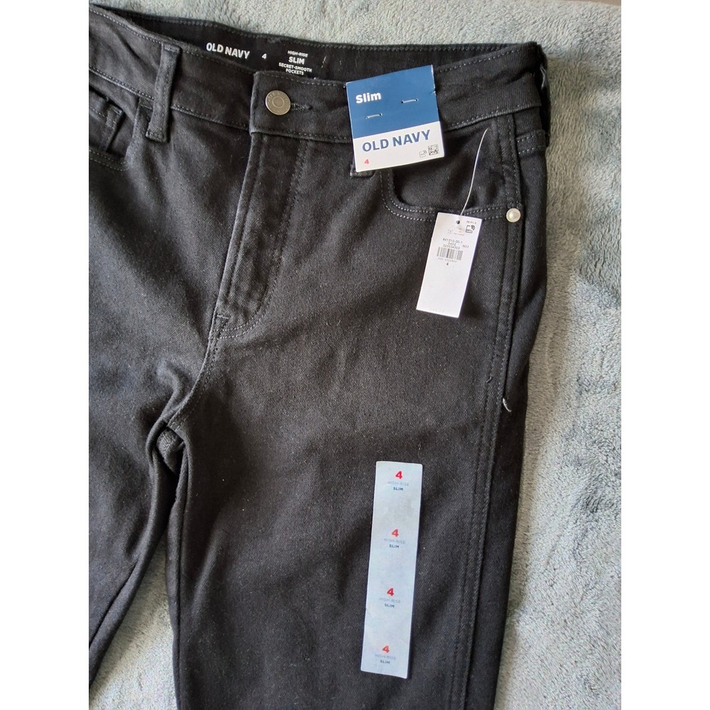 Old Navy High-Rise Slim Jeans Womens 4 Black Secret-Smooth Pockets 841310-00-1 - Picture 2 of 8